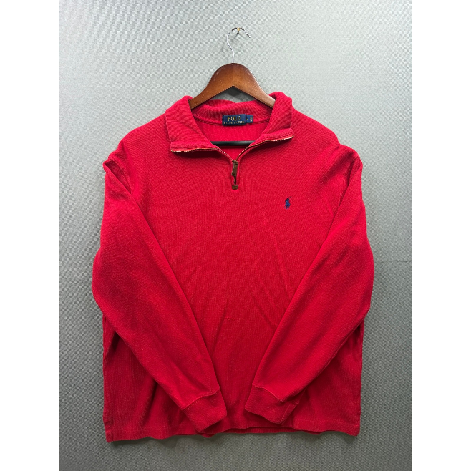 Polo Ralph Lauren QuarterZip Pullover Mens Red Embroidered Logo Large